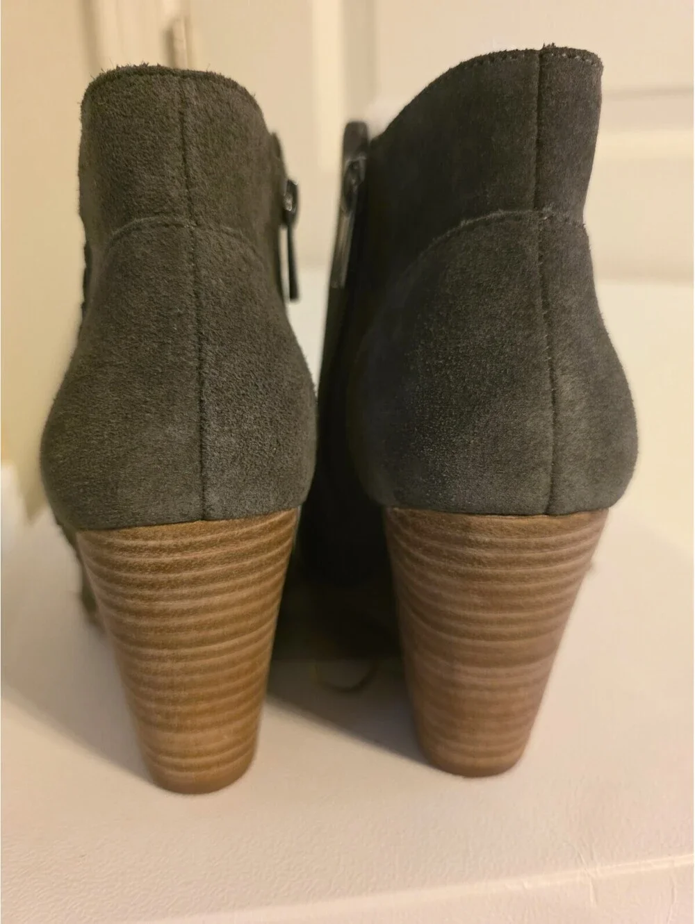 Charee Gray Suede Wedge Ankle Booties Boots Jessica Simpson Womens Size 6.5 NIB